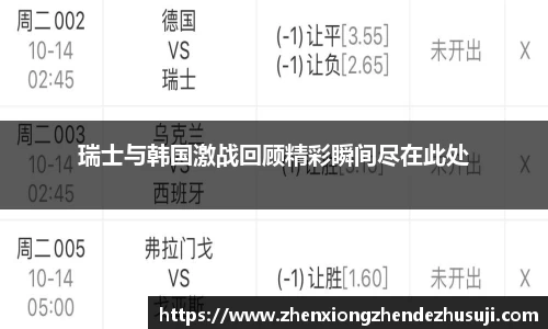 瑞士与韩国激战回顾精彩瞬间尽在此处
